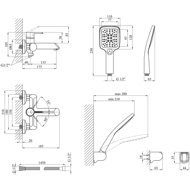 Змішувач для ванни Kroner KRP Essen - Sch060