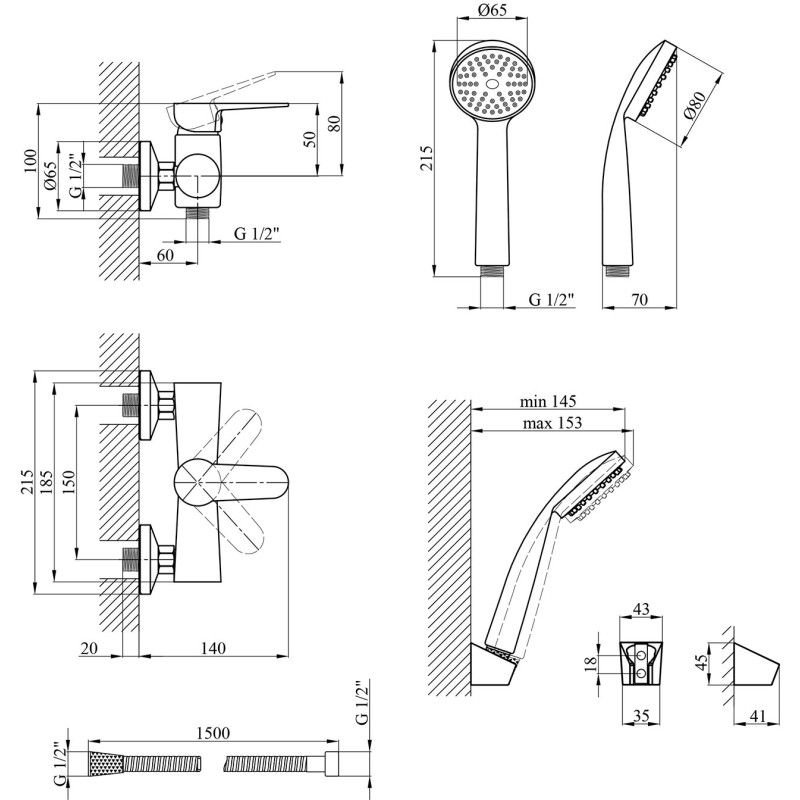 Змішувач для душу Kroner KRM Elbe - C050