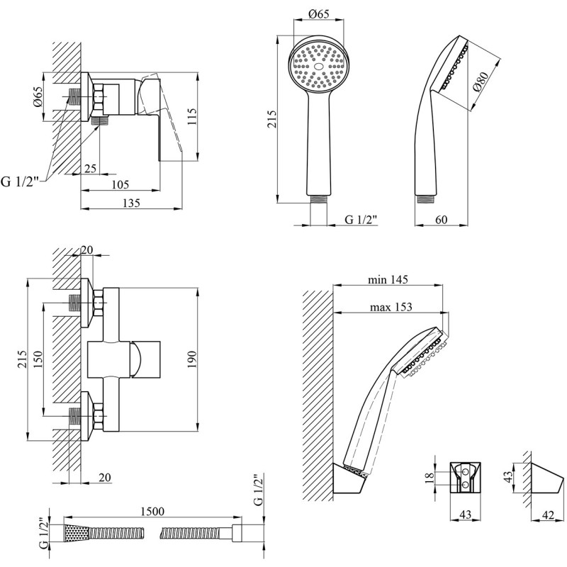 Змішувач для душу Kroner KRM Main - C050