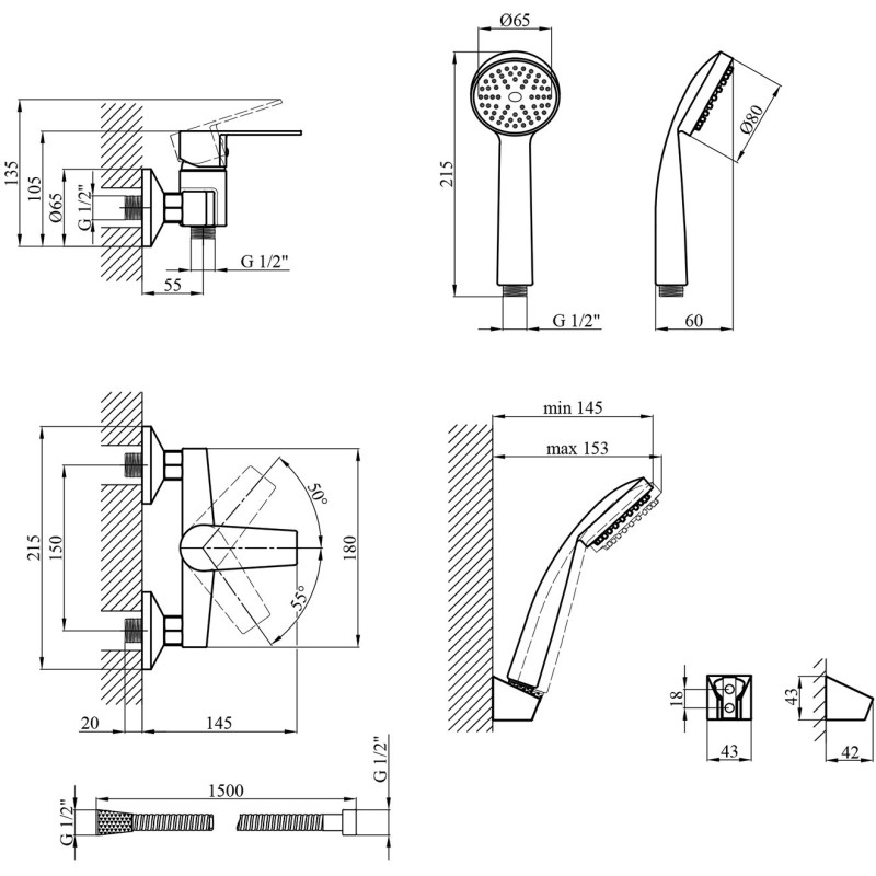 Змішувач для душу Kroner KRM Oker - C050