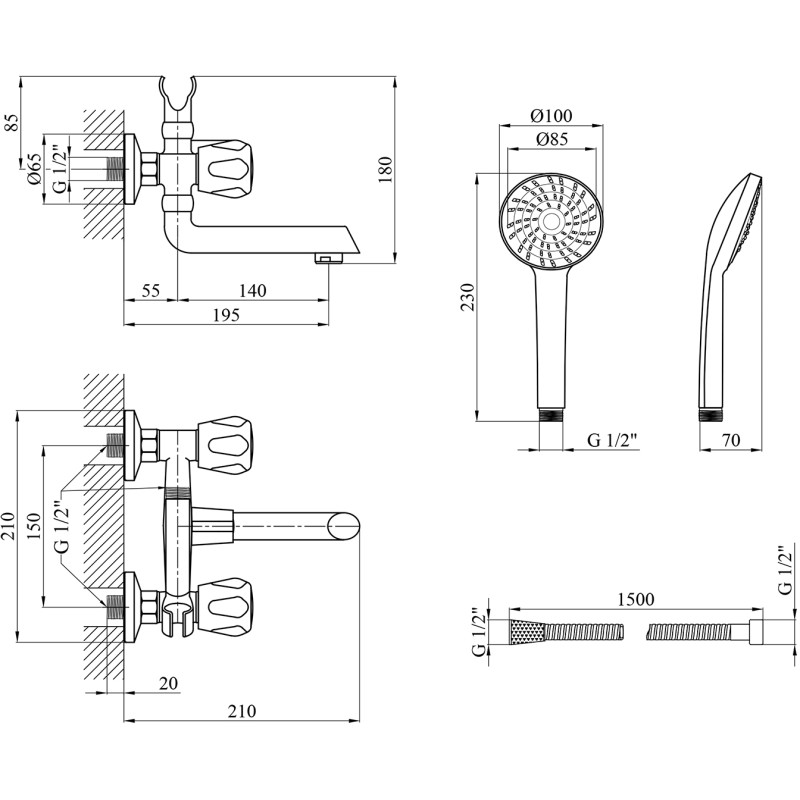 Змішувач для ванни Kroner KRP Hamburg - C060