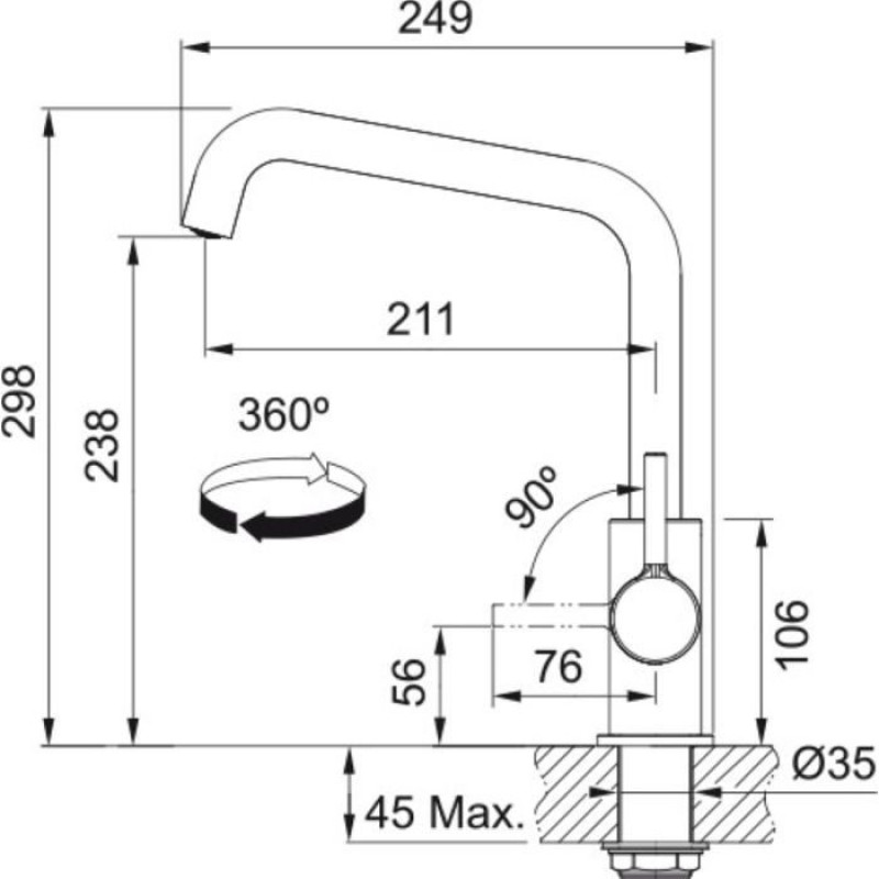Змішувач Franke Lina U чорний матовий (115.0728.474)