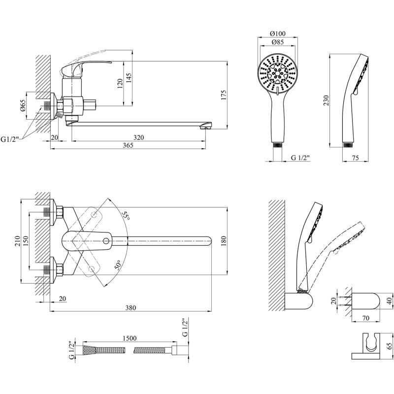 Змішувач для ванни Kroner KRP Konstante C071