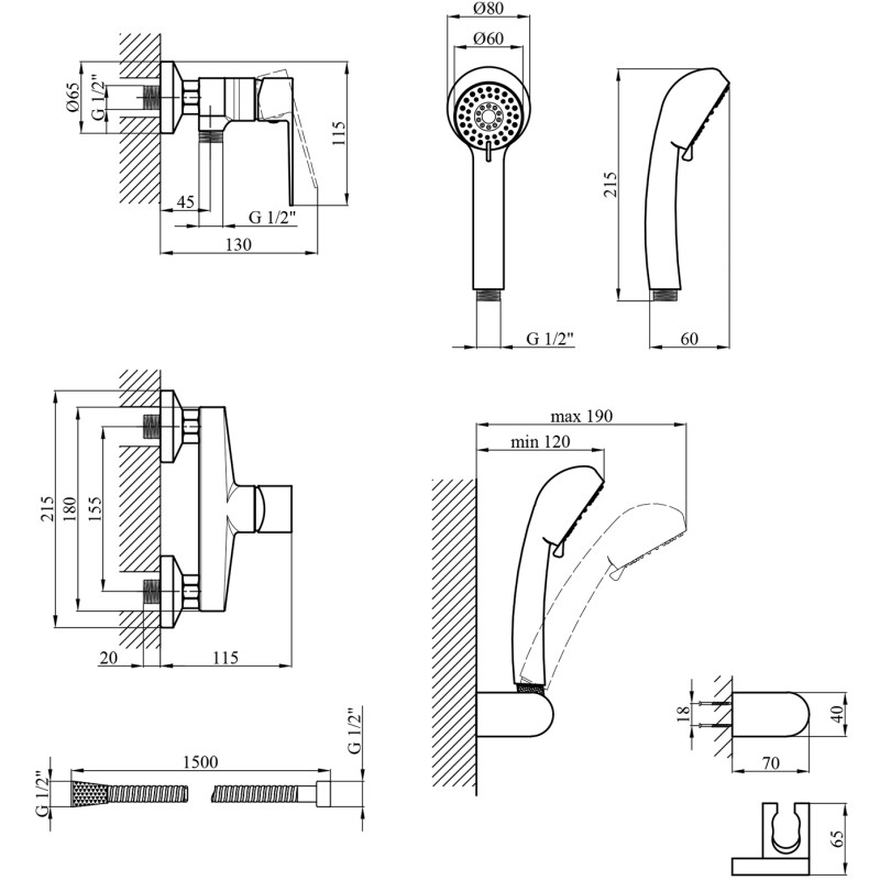 Змішувач для душа Kroner KRP Eifel - C050
