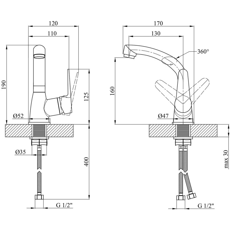 Змішувач для кухні Kroner KRM Elbe - C031