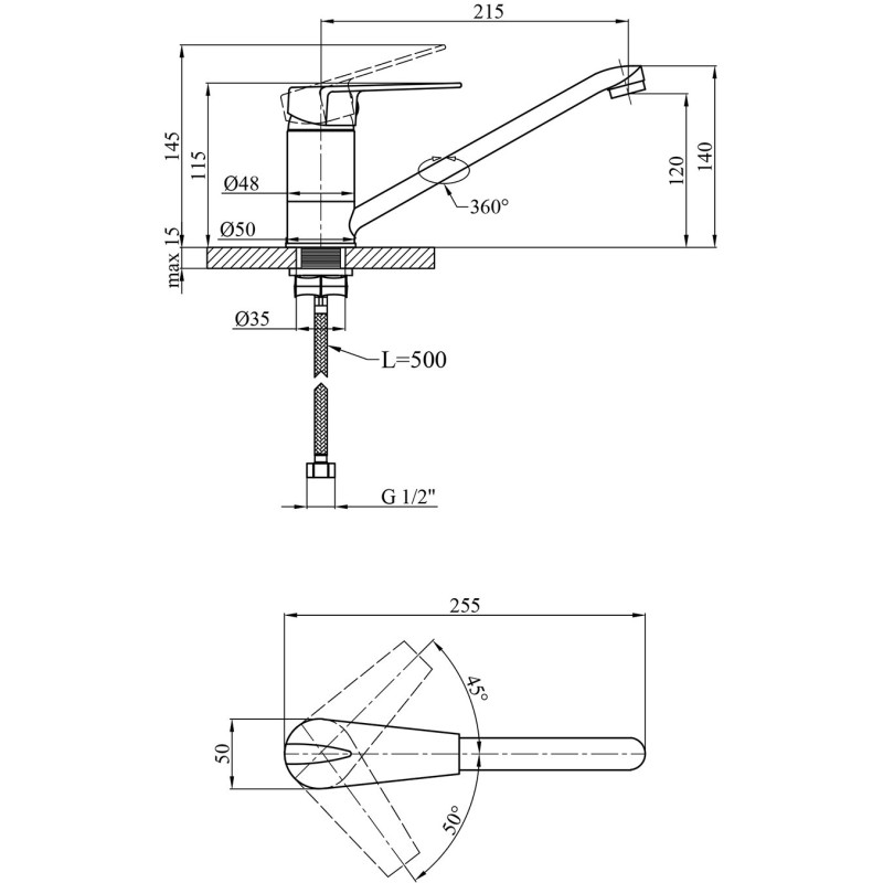 Змішувач для кухні Kroner KRM Odra - C030
