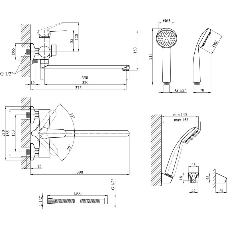 Змішувач для ванни Kroner KRM Elbe C070