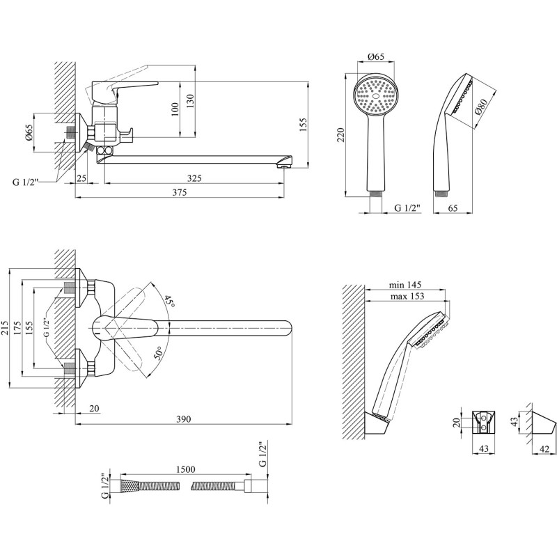 Змішувач для ванни Kroner KRM Elbe C071