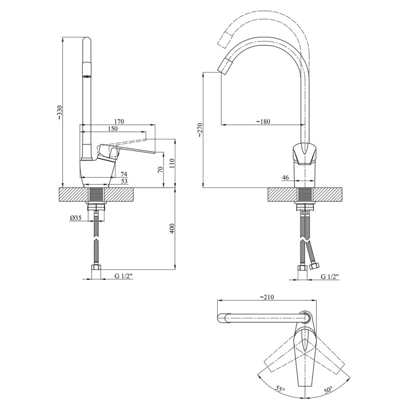 Змішувач для кухні Kroner KRM Odra - C032RED