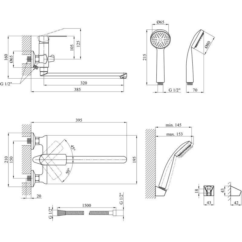 Змішувач для ванни Kroner KRM Main C070