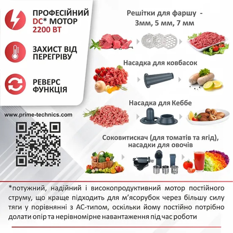 М'ясорубка PRIME Technics PG 2243 WGD