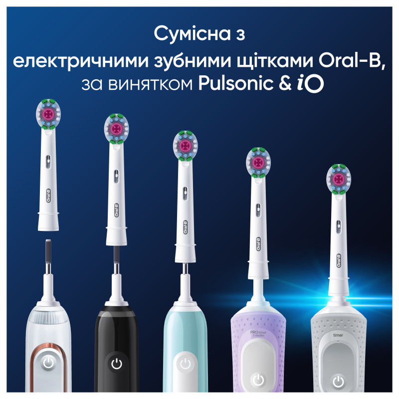  Насадки для електричної зубної щітки ORAL-B BRAUN Pro 3D White, 4 шт (8006540847213)