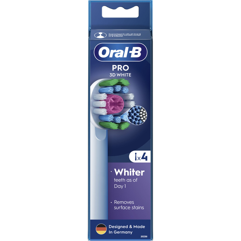  Насадки для електричної зубної щітки ORAL-B BRAUN Pro 3D White, 4 шт (8006540847213)