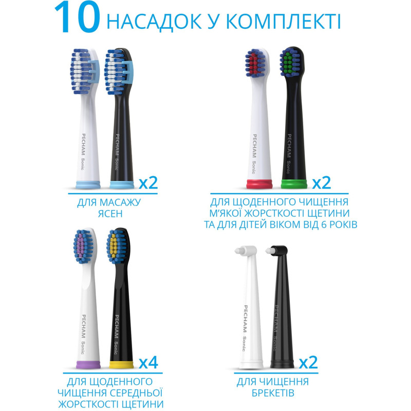 Набір зубних щіток Pecham Black and White Travel Set PC-084 (0290119010100)
