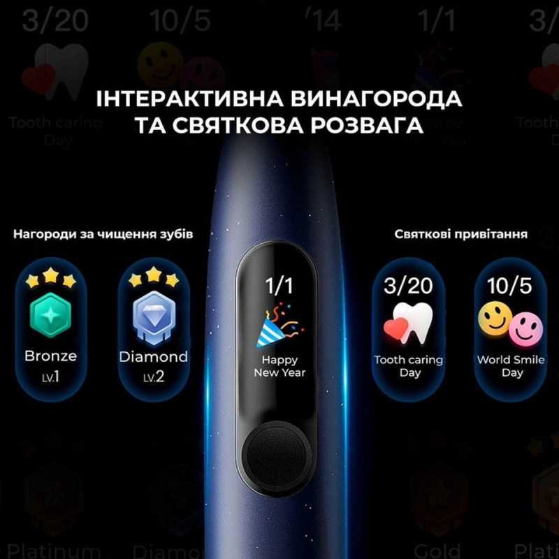 Зубна щітка Oclean X Plus Pro Digital Blue (6970810556186)
