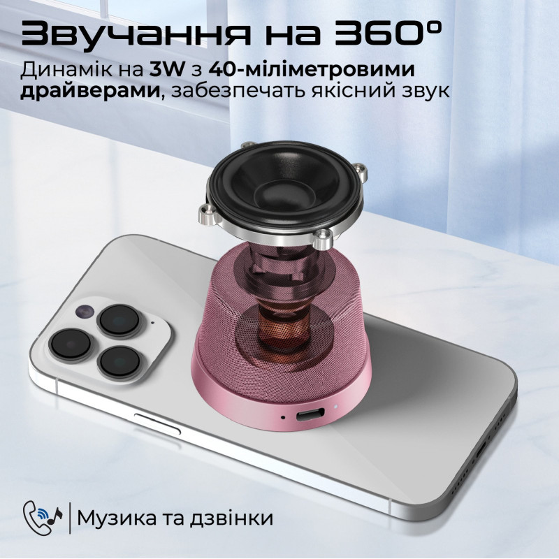 Акустична система Promate Punch 3W Pink (punch.pink)
