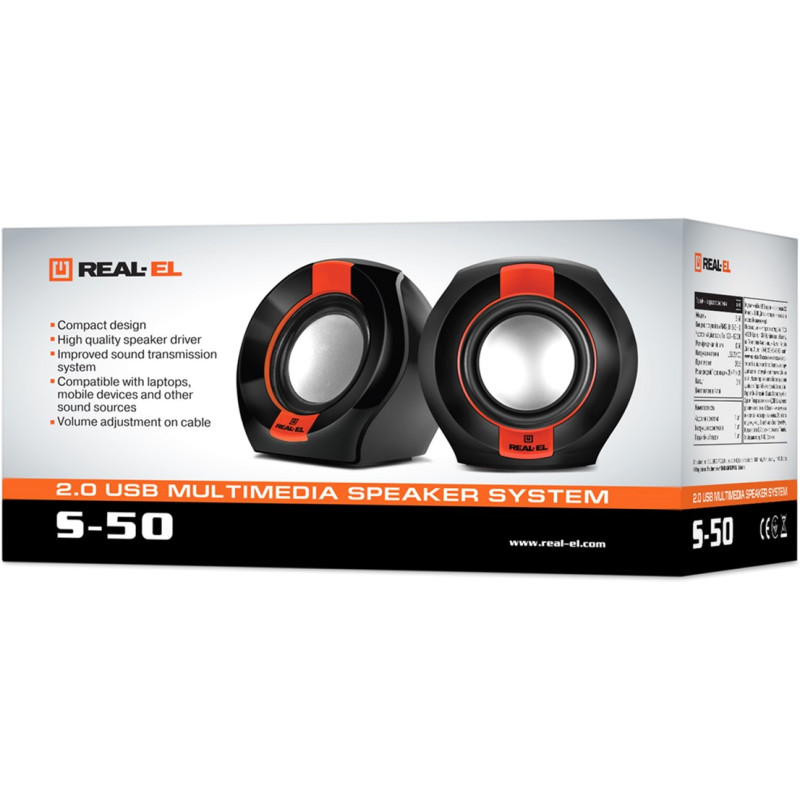 Акустична система REAL-EL S-50 Black/Red (EL121100008)