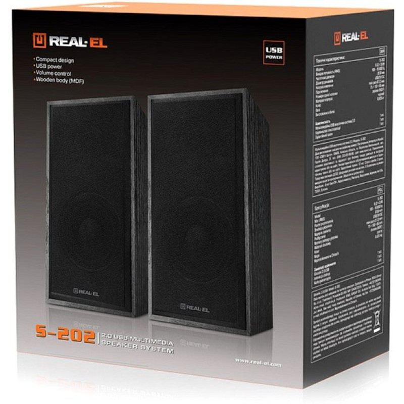 Акустична система REAL-EL S-202 Black (EL121200019)
