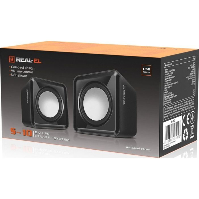 Акустична система REAL-EL S-10 USB Black (EL121100020)