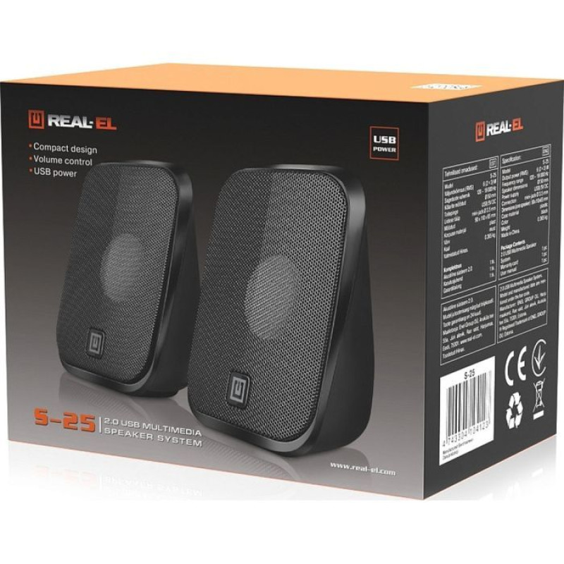 Акустична система REAL-EL S-25 USB Black (EL121100022)