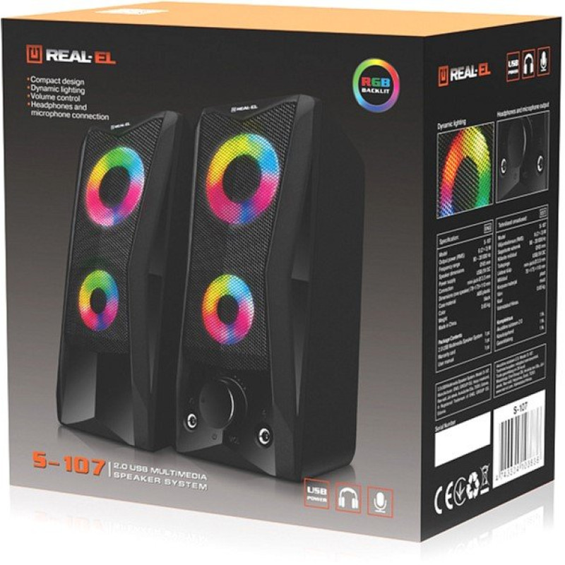 Акустична система REAL-EL S-107 USB Black (EL121100017)