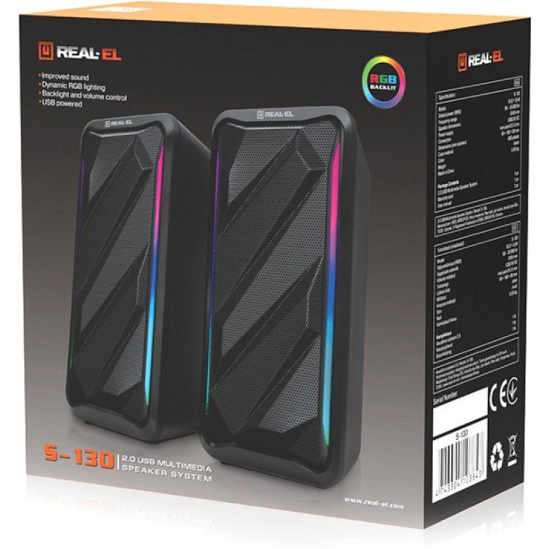 Акустична система REAL-EL S-130 USB Black (EL121100018)