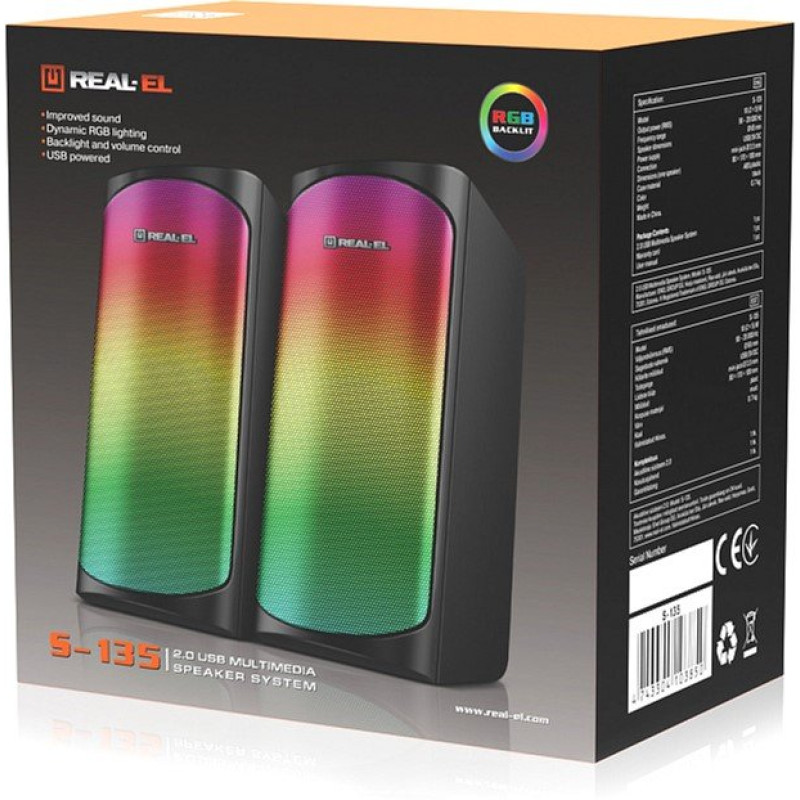 Акустична система REAL-EL S-135 USB Black (EL121100019)