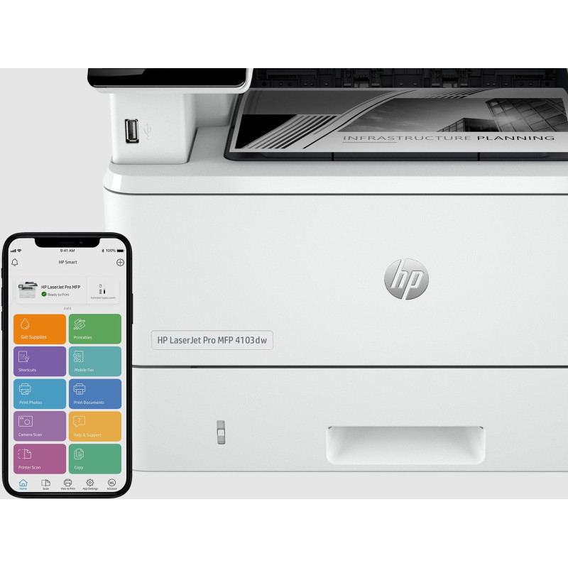 БФП А4 HP LaserJet Pro 4103dw з Wi-Fi (2Z627A)