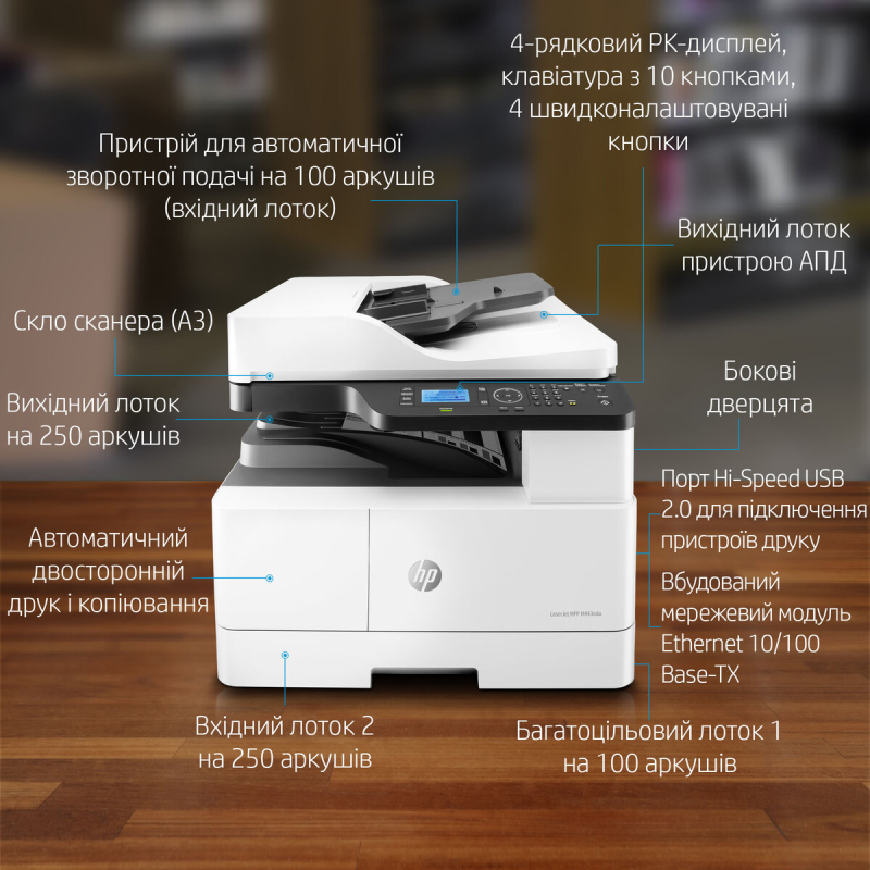 Багатофункціональний пристрій HP LaserJet Pro M443nda (8AF72A)