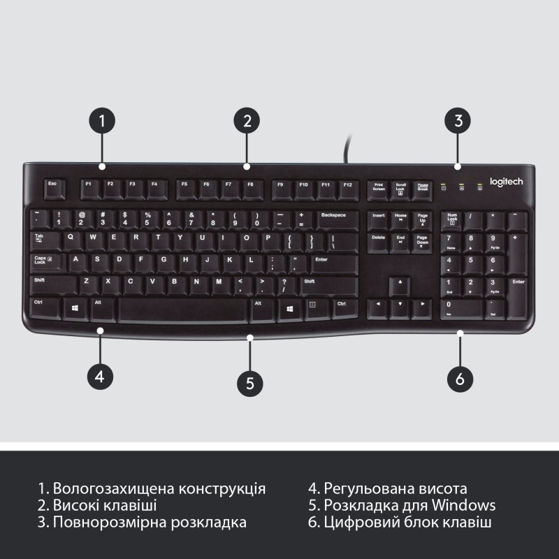 Клавіатура Logitech K120 Black (920-002643)