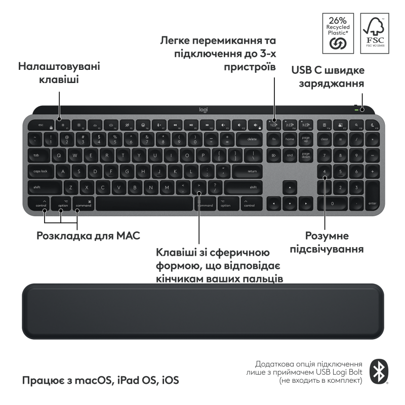 Комплект Logitech MX Keys S Combo for Mac Space Gray (920-012845)
