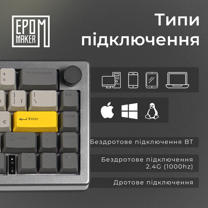 Клавіатура EPOMAKER EK68 Budgerigar V2 Black (EK68-B-BV2)