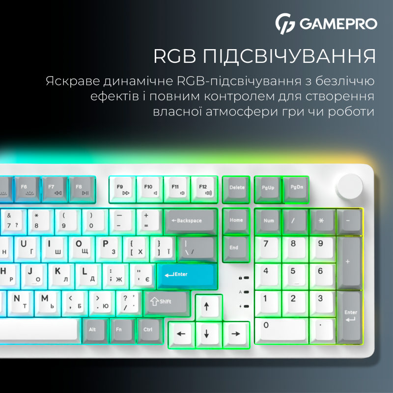 Бездротова клавіатура GamePro Asgard Drakkar Keychron Super Red Switch White (MK305WH)