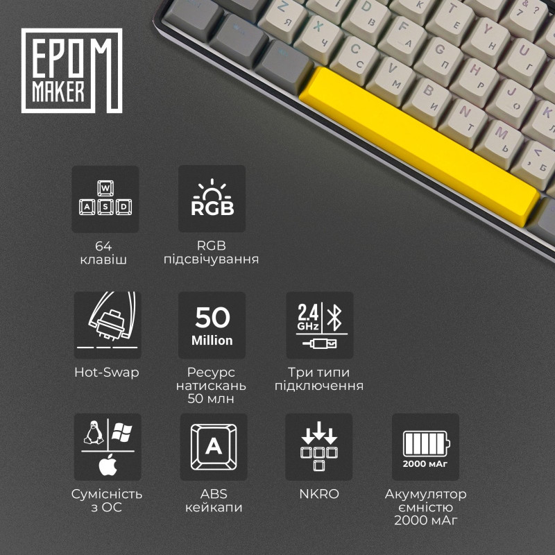 Клавіатура EPOMAKER EP64 Mulan Black (EP64-B-M)