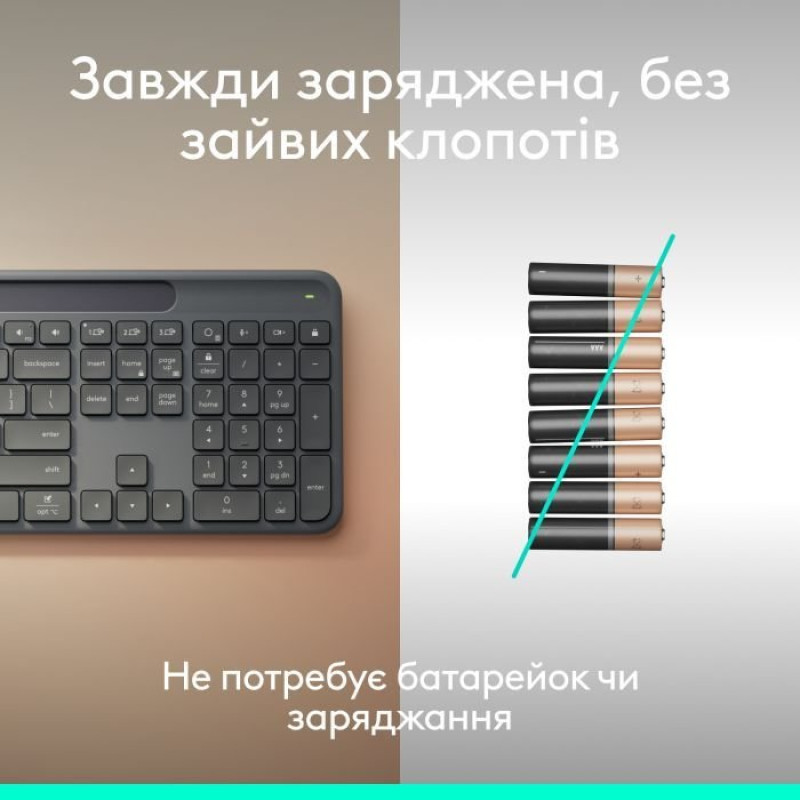 Клавіатура Logitech Slim Solar+ Business Wireless/Bluetooth Graphite (920-013779)