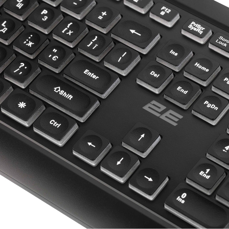 Клавіатура 2E KS120 White Backlight EN/UK Black (2E-KS120UB_UA)