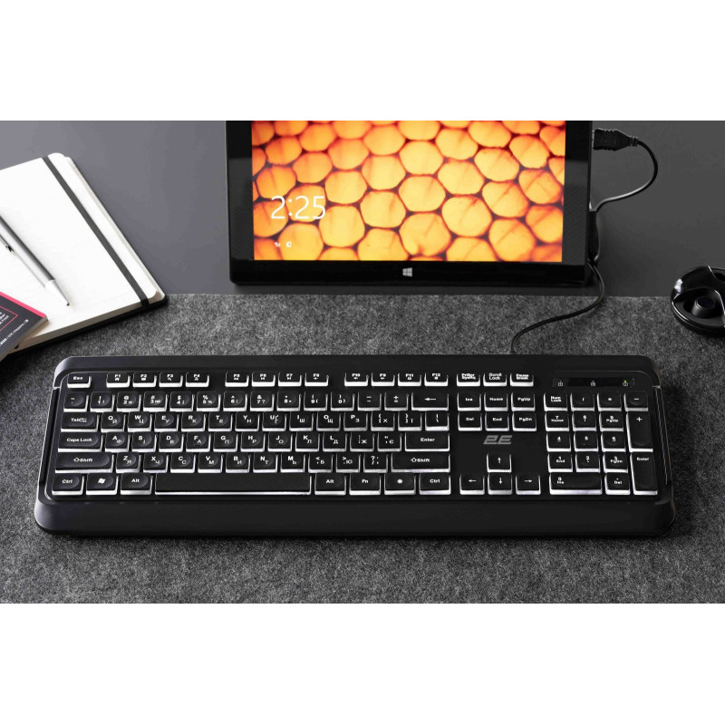 Клавіатура 2E KS120 White Backlight EN/UK Black (2E-KS120UB_UA)