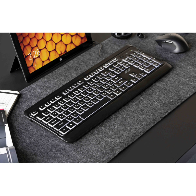 Клавіатура 2E KS120 White Backlight EN/UK Black (2E-KS120UB_UA)