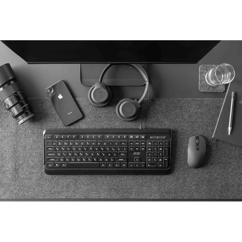 Клавіатура 2E KS120 White Backlight EN/UK Black (2E-KS120UB_UA)