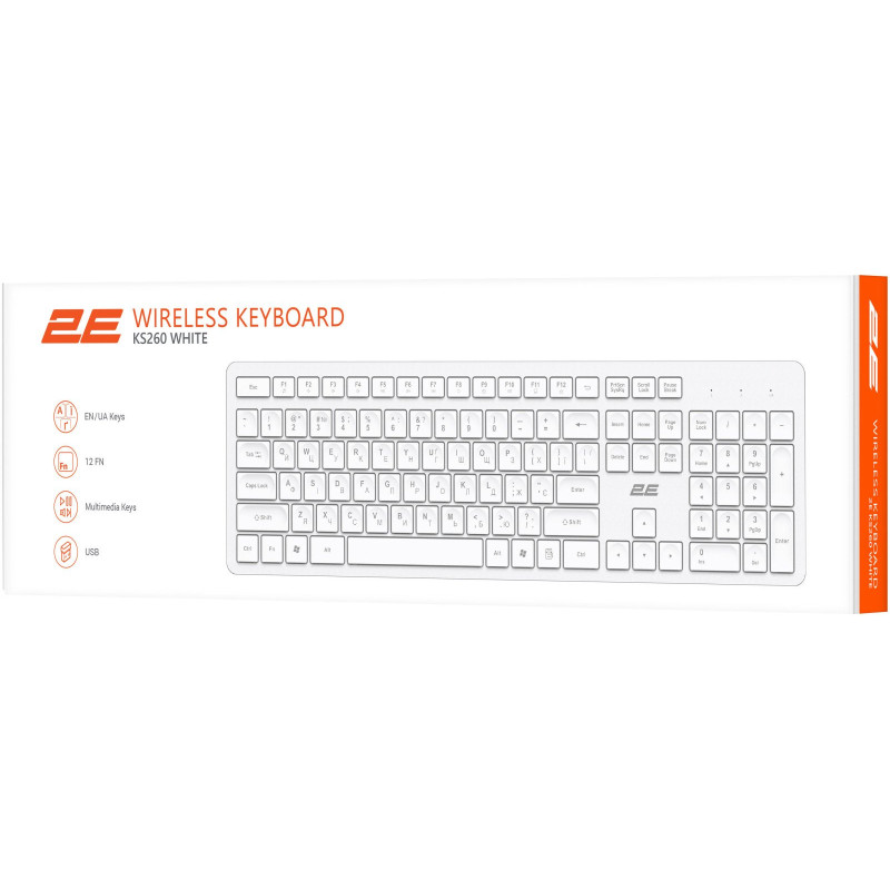 Клавіатура 2E KS260 WL EN/UKR White (2E-KS260WWH_UA)