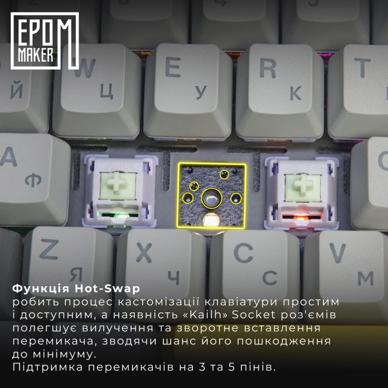 Клавіатура EPOMAKER Shadow-X Wisteria Linear White (SHX-W-WL)