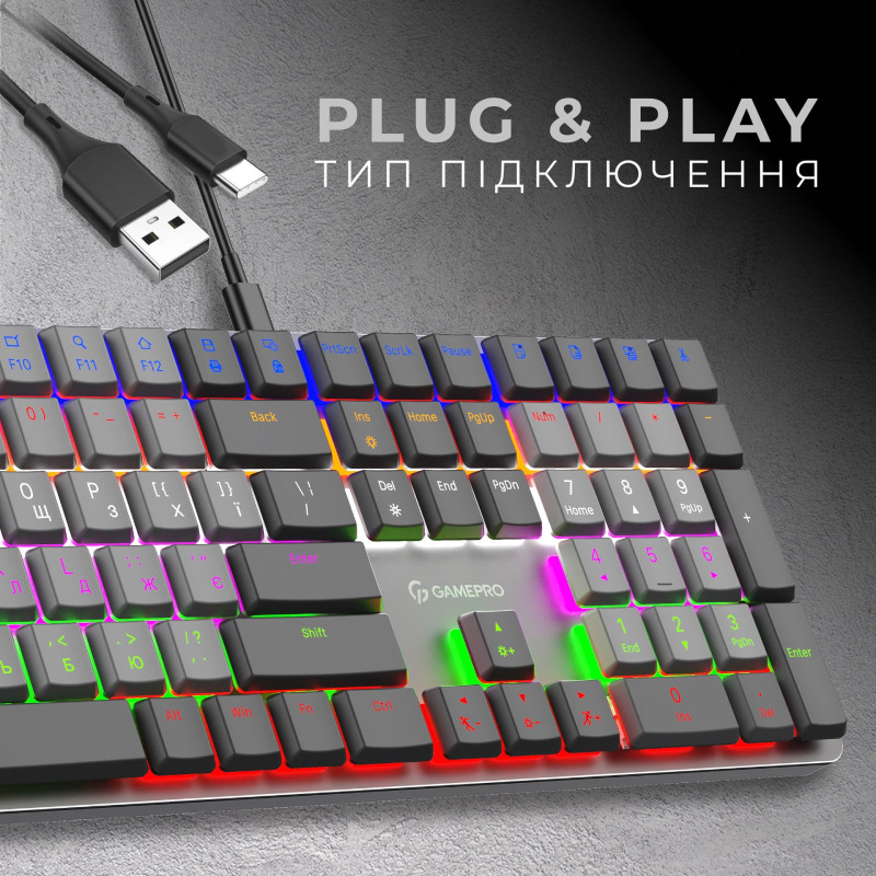 Клавіатура GamePro MK145R Red Switch Low Profile Dark Gray