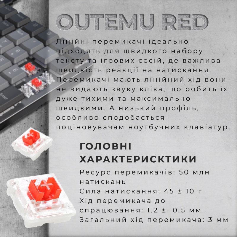 Клавіатура GamePro MK145R Red Switch Low Profile Dark Gray