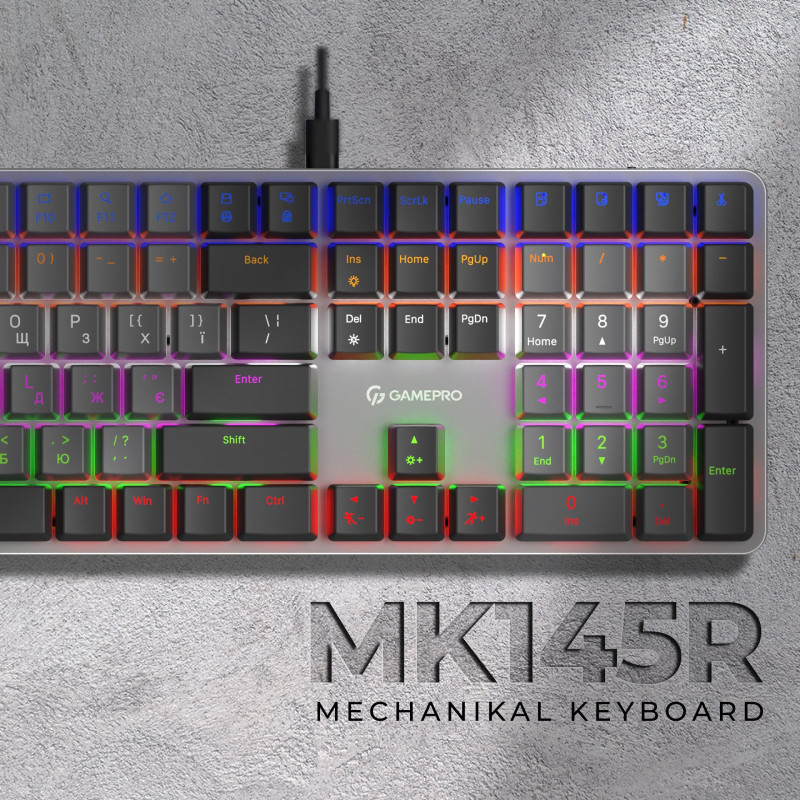 Клавіатура GamePro MK145R Red Switch Low Profile Dark Gray