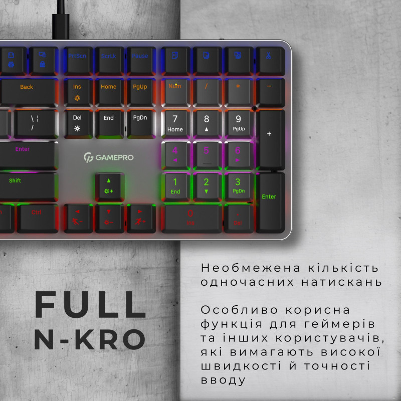 Клавіатура GamePro MK145R Red Switch Low Profile Dark Gray