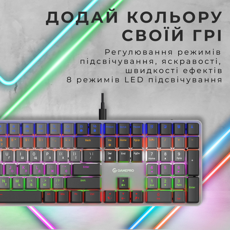 Клавіатура GamePro MK145R Red Switch Low Profile Dark Gray