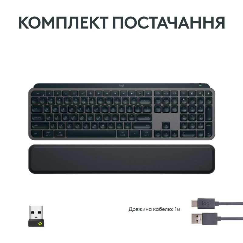 Клавиатура Logitech MX Keys S Plus Palm Rest Graphite (920-011589)