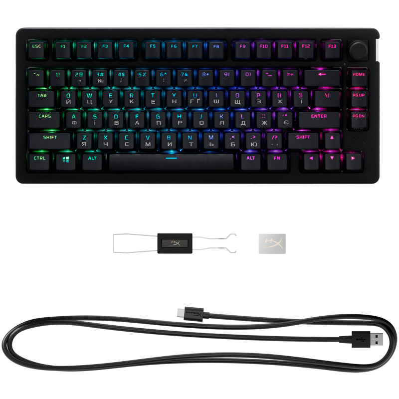 Клавіатура HyperX Alloy Rise 75 Wireless ENG/UA RGB Black (91Y91AA)