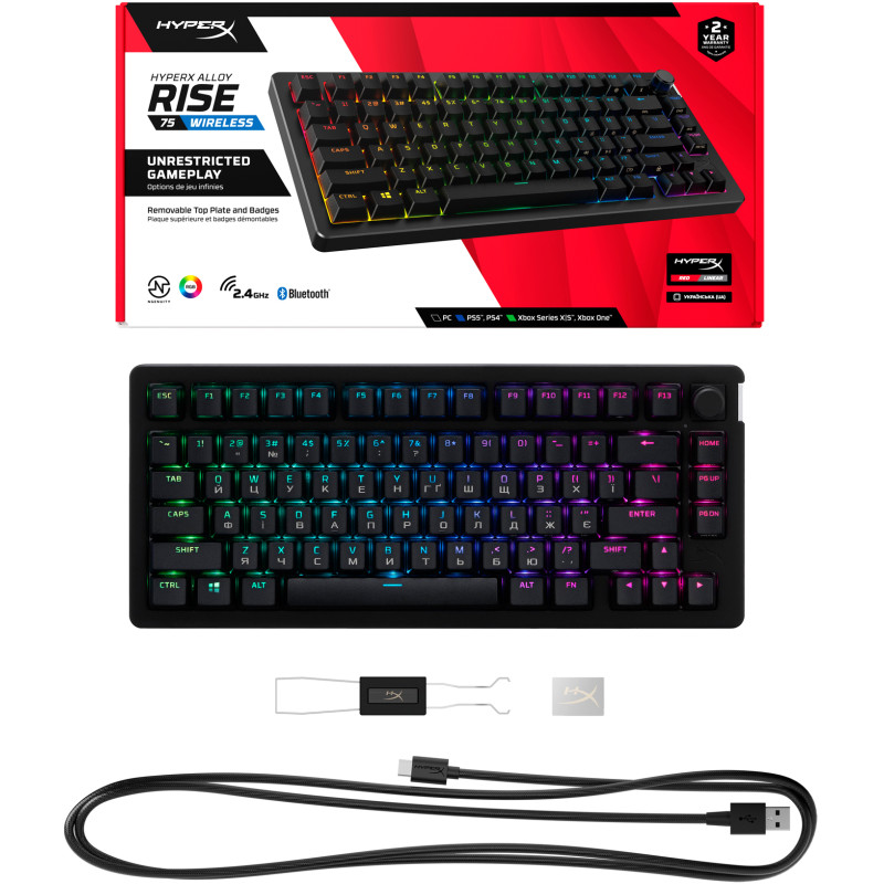 Клавіатура HyperX Alloy Rise 75 Wireless ENG/UA RGB Black (91Y91AA)
