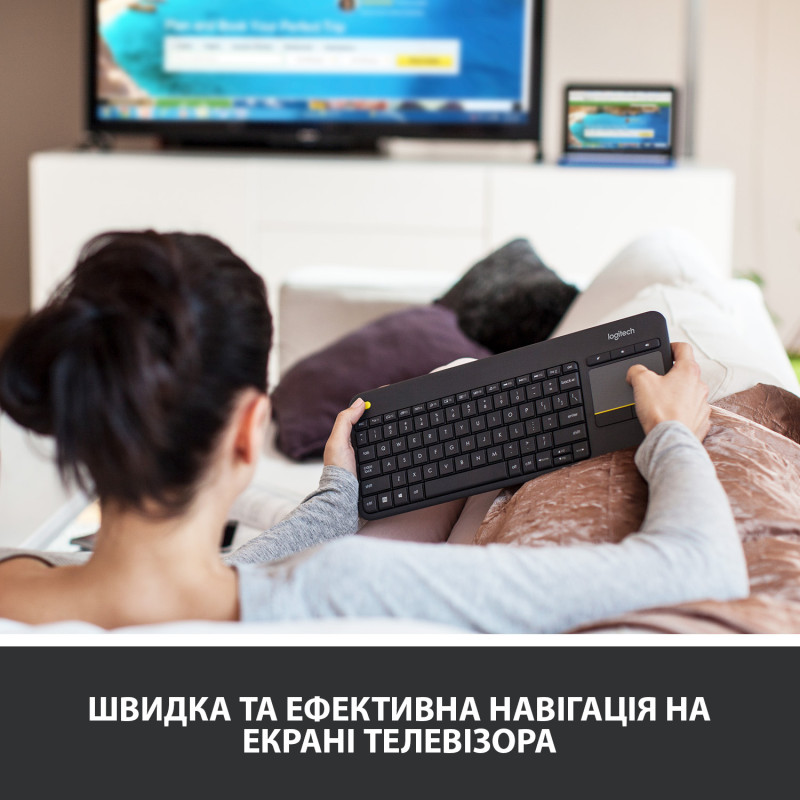 Клавіатура Logitech K400 Touch Wireless UA Black (920-007145)